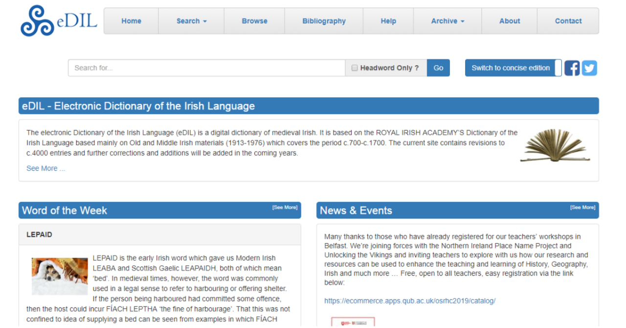 古いアイルランド語を辞書で引く方法
